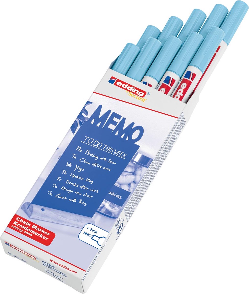 Krijtstift  edding  by Securit 4085 rond 1-2mm pastel blauw | 10 stuks